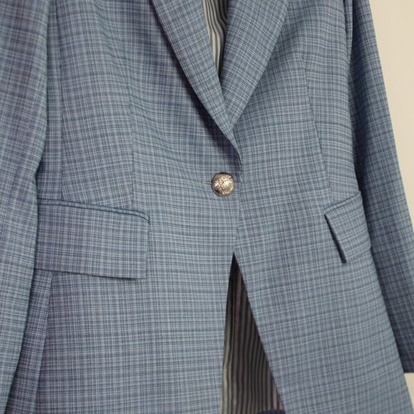 Veronica Beard Women's Blue Plaid Long and Lean Dickey Jacket Blazer Size 0 - Picture 7 of 15